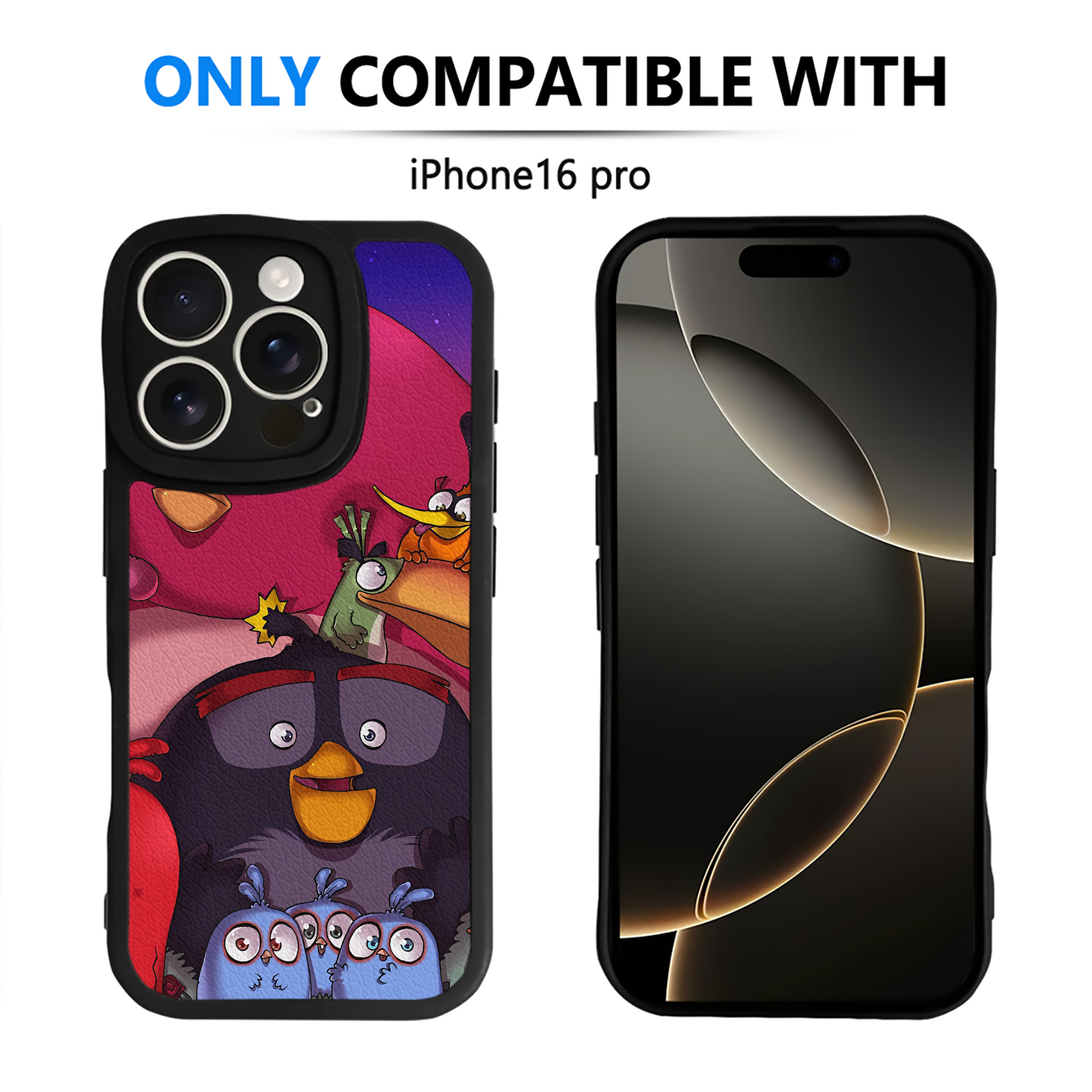 （画像用） Angry Birds アングリーバード 【iPhone 16シリーズ対応】シリコンスマホケース（レザー調） 材質：シリコン